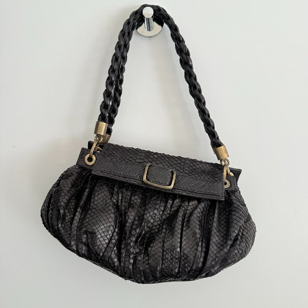 R & Y Augousti Black Python Handbag - image 1